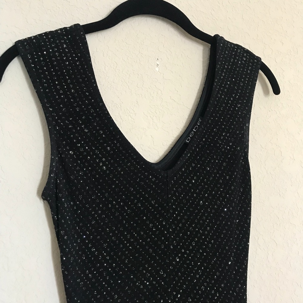 bebe Black Sparkle Midi Dress